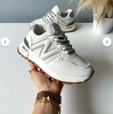 Adidasi dama casual albi cu gri 30664 N7-3